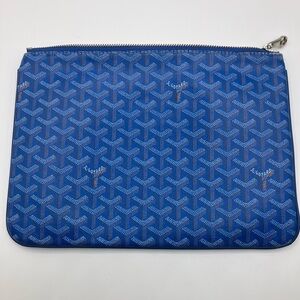 Goyard Blue Chevron Pouch